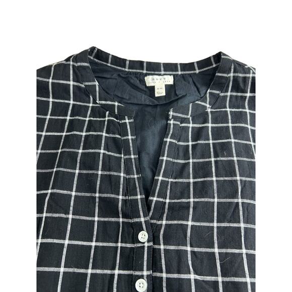 Soft Joie Iselyn Black Plaid Shirt Dress Sz XS Long Roll Tab Sleeves Above Knee - Picture 7 of 11